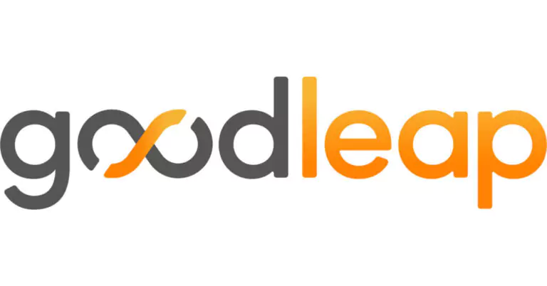 The image displays the GoodLeap logo, showcasing "Good" in gray and "Leap" in orange, with a stylized "o". This emblem is synonymous with innovative finance options tailored for sustainable solutions.